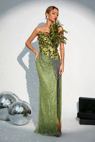 Gemma Sequin Maxi Dress — Emerald Green (II)