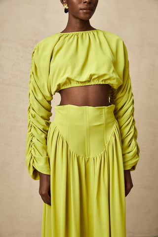 Émilie Smocked Top and Skirt Set — Lime Green