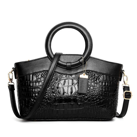 Vintage Crocodile-Embossed Leather Bag