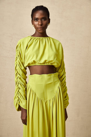 Émilie Smocked Top and Skirt Set — Lime Green