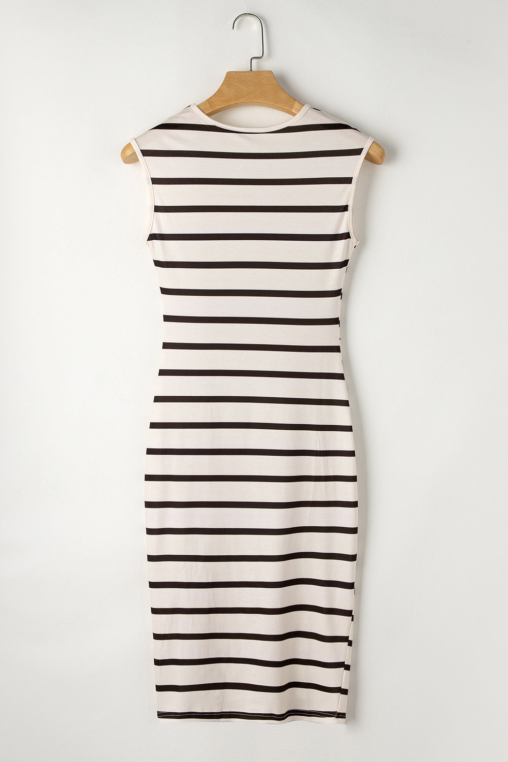 Twist Side-Split Midi Dress — Khaki Stripe, Cuavan