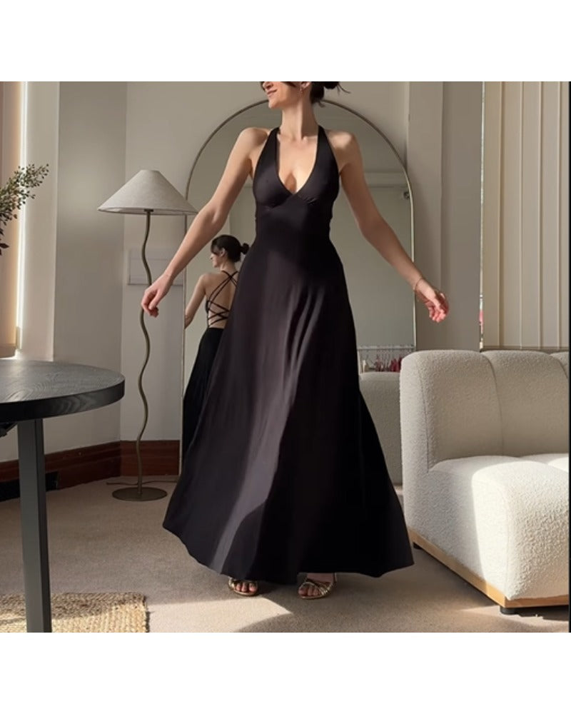 Halter Backless Strapless Party Dress, Cuavan