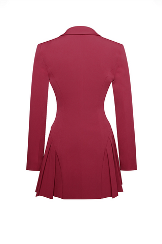 Burgundy Deep-V Blazer Mini Dress, Cuavan
