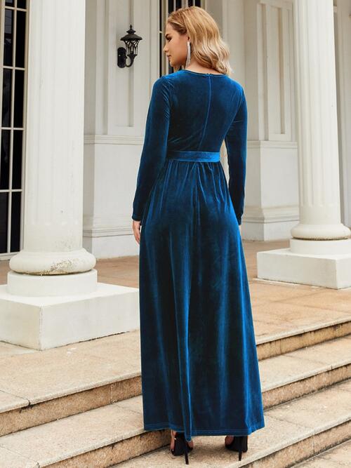 Tie-Front Long Sleeve Maxi Dress, Cuavan