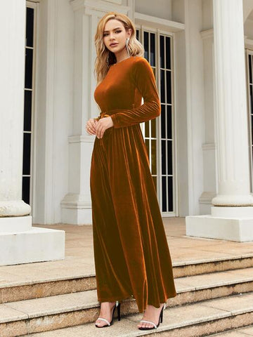 Tie-Front Long Sleeve Maxi Dress, Cuavan
