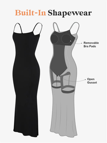 Sleek Contour Maxi Dress with Built-In Shapewear, Cuavan