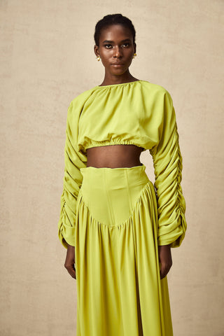 Émilie Smocked Top and Skirt Set — Lime Green
