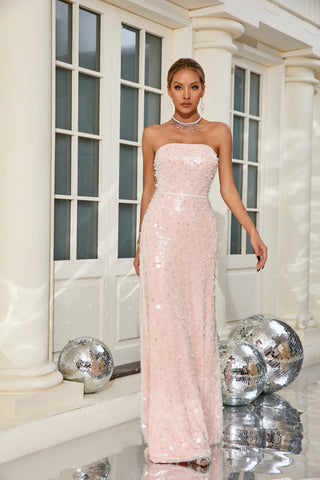 Link Sequin Maxi Dress — Pink