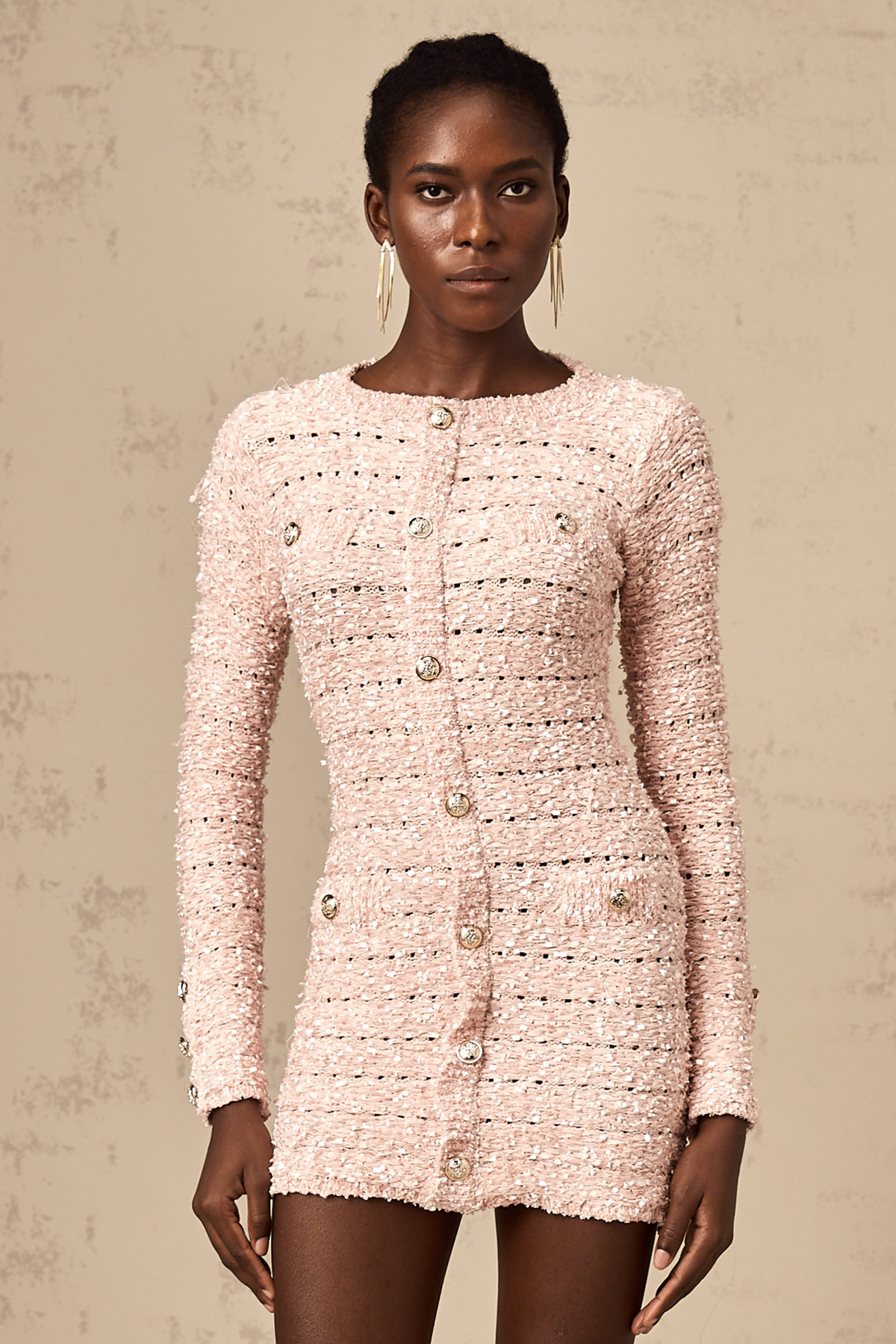 Khady Form-Fitting Knit Mini Dress — Pink