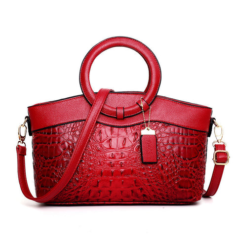 Vintage Crocodile-Embossed Leather Bag