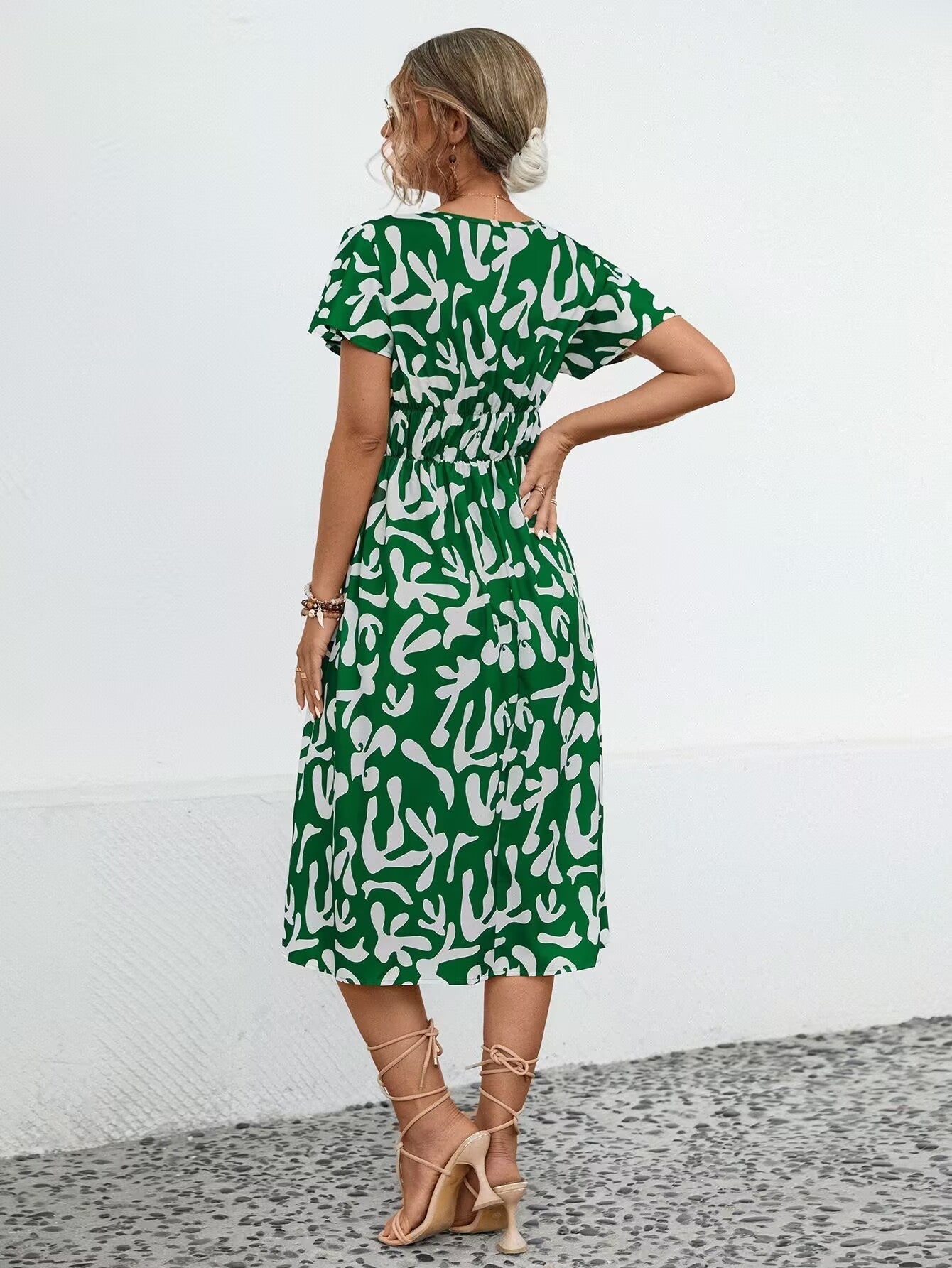 Floral Surplice Midi Dress — Orange, Cuavan
