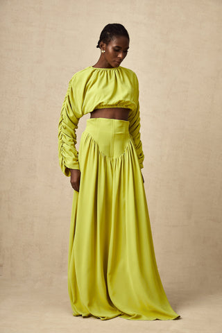 Émilie Smocked Top and Skirt Set — Lime Green