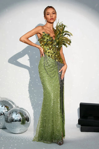 Gemma Sequin Maxi Dress — Emerald Green