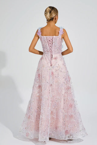 Adolph Floral Sequin Maxi Dress — Pink