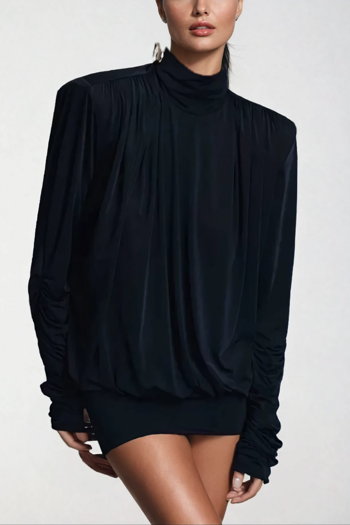 Vivian Backless Ruch Mini Dress — Black, Cuavan