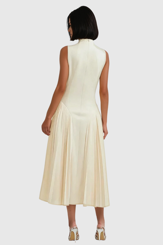 Sophia Ruched Sleeveless Midi Dress, Cuavan