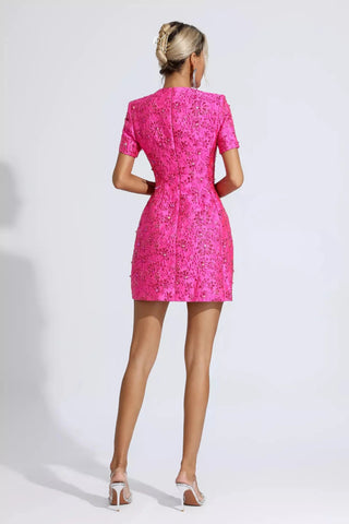 Astrid Jacquard Floral Mini Dress — Black