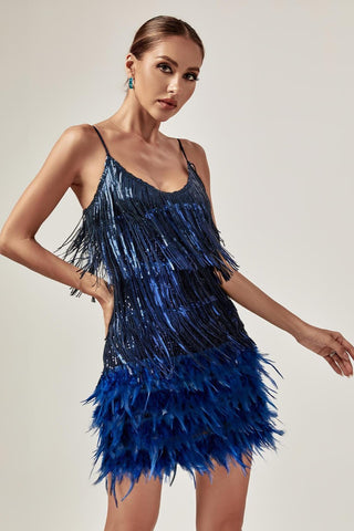 Austyn Tassel Fringe Mini Dress — Royal Blue