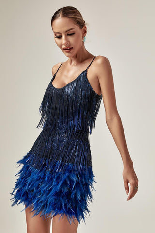 Austyn Tassel Fringe Mini Dress — Royal Blue