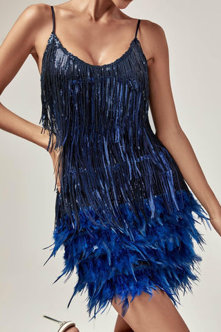 Austyn Tassel Fringe Mini Dress — Royal Blue