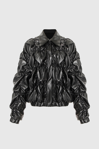 Nova Drawstring Leather Jacket, Cuavan