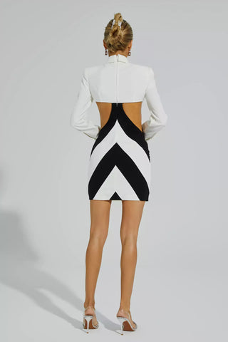 Betsy Long-Sleeve Cut-Out Mini Dress — White