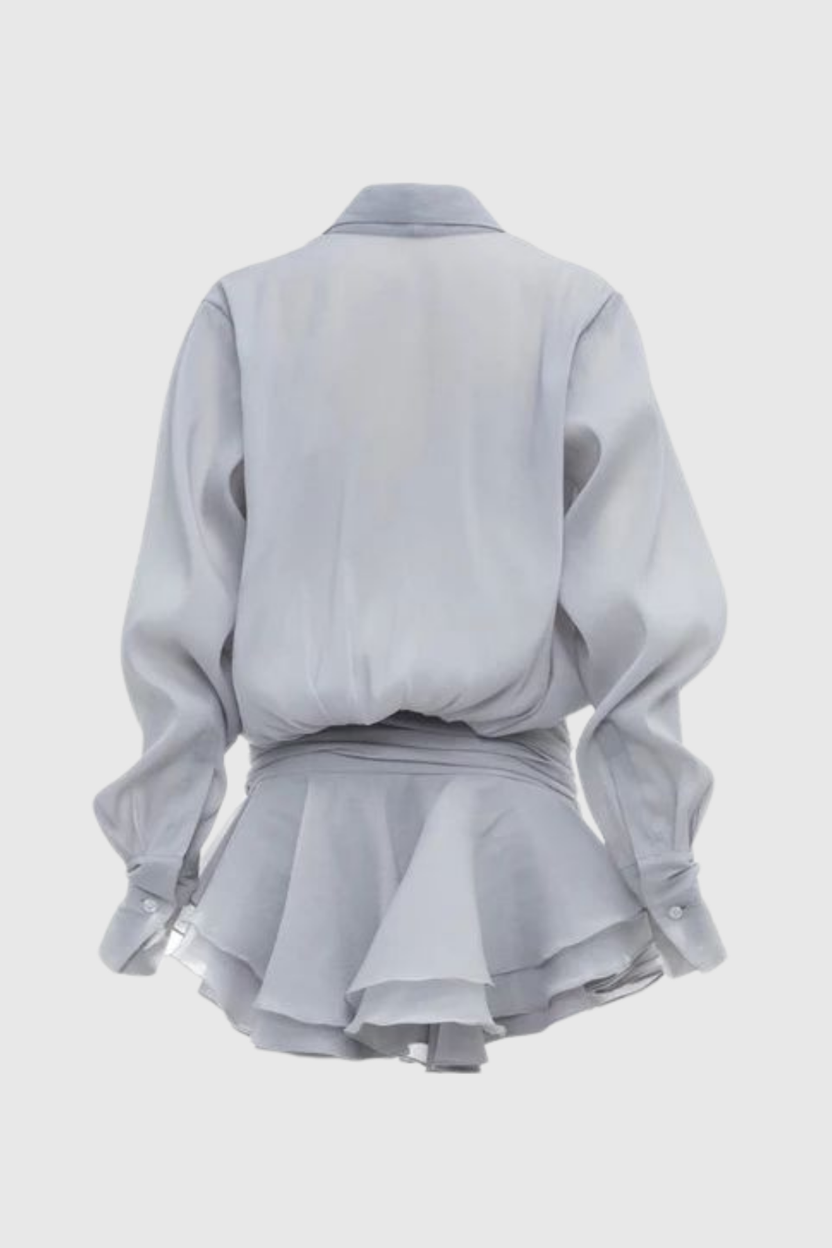Clara Ruched Ruffle Mini Dress — Blue, Cuavan