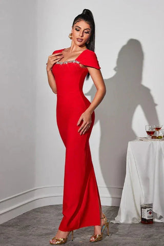 Corliss Rhinestone Bandage Maxi Dress