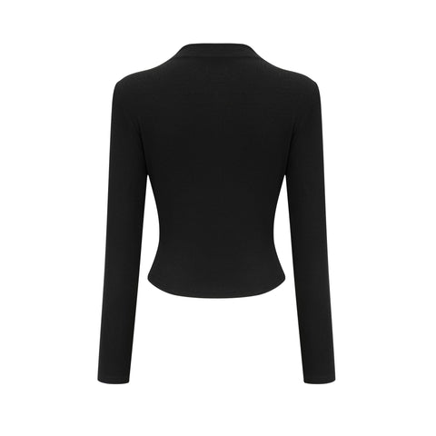 Anaïs Open-Front Gathered Blouse — Black