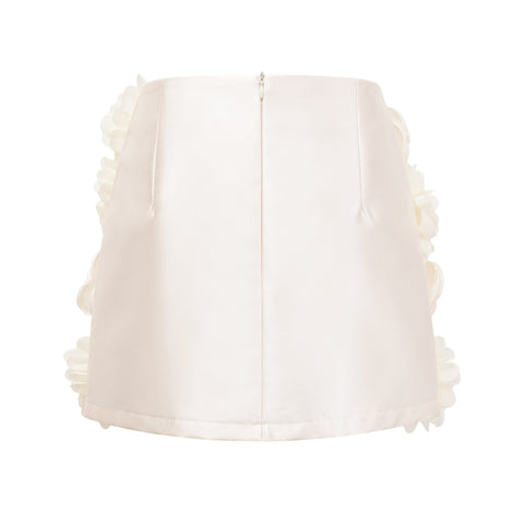 Nouria Faux-Flower Mini Skirt — Neutral