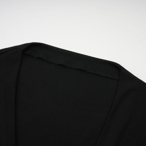 Anaïs Open-Front Gathered Blouse — Black