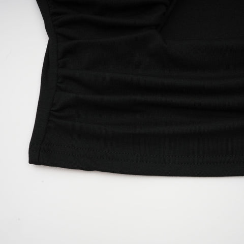 Anaïs Open-Front Gathered Blouse — Black