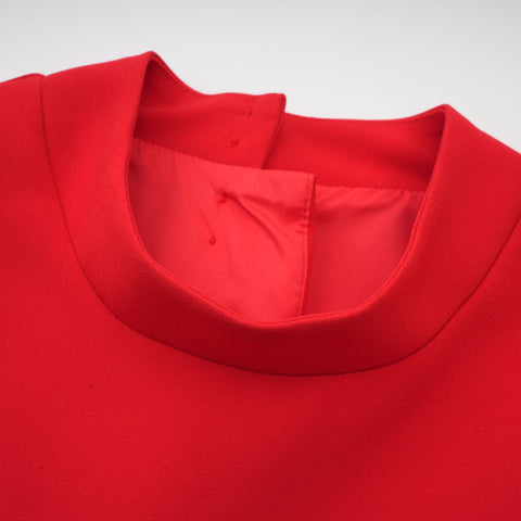 Anna Petal-Sleeve Cut-Out Mini Dress — Red