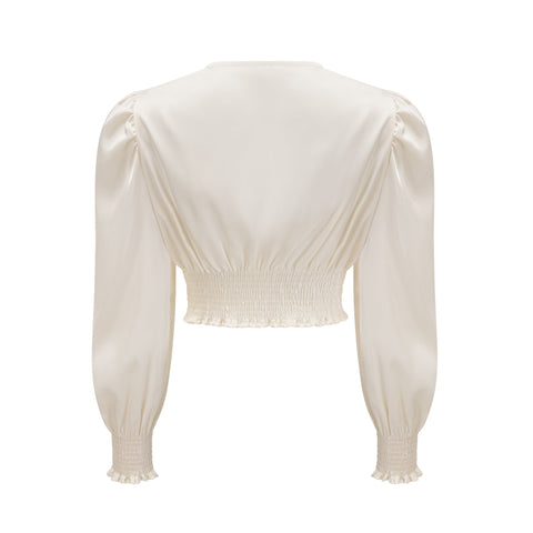 Nouria Twist-Detail Crop Top — White