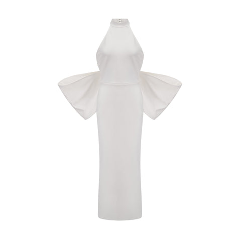 Capucine Oversized Bow Maxi Dress — White