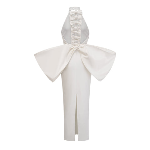 Capucine Oversized Bow Maxi Dress — White