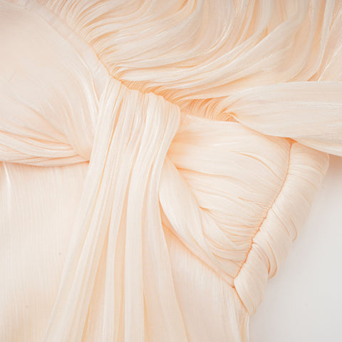 Eugénie Pleated Ruffle Mini Dress — Neutral