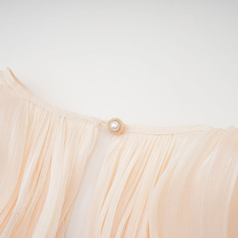 Eugénie Pleated Ruffle Mini Dress — Neutral