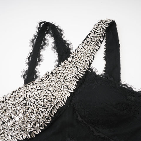 Irène Crossover Lace Maxi Dress — Black