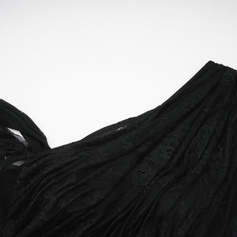 Jeanne One-Shoulder Lace Maxi Gown — Black
