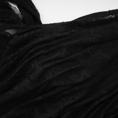 Jeanne One-Shoulder Lace Maxi Gown — Black