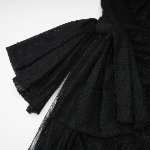 Jeanne One-Shoulder Lace Maxi Gown — Black