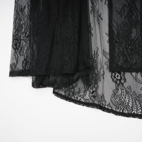 Jeanne One-Shoulder Lace Maxi Gown — Black