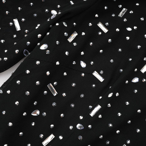 Léna Semi-Sheer Crystal Maxi Dress — Black