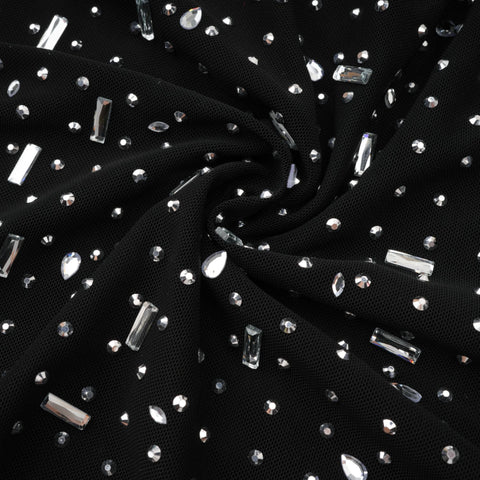 Léna Semi-Sheer Crystal Maxi Dress — Black