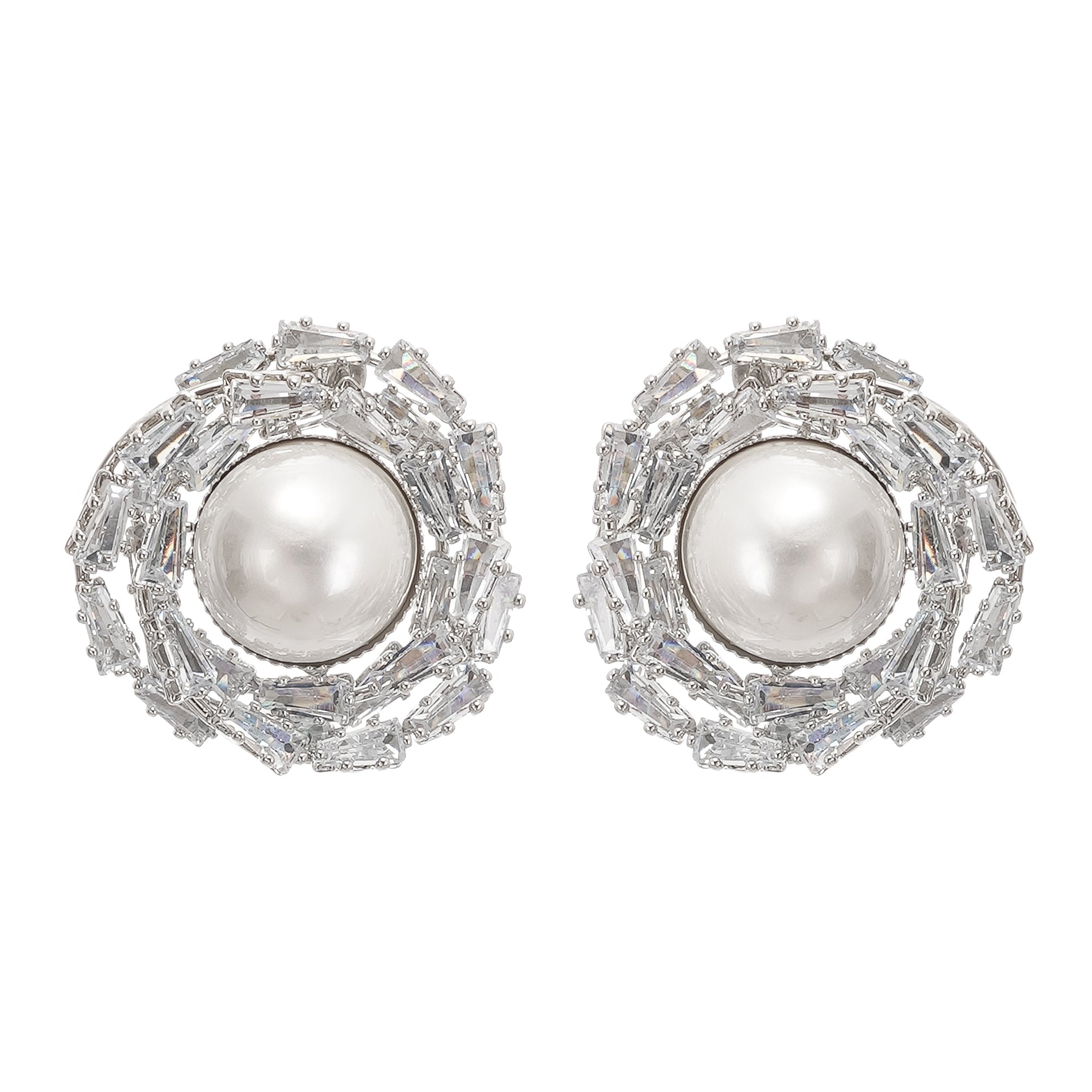 Emmelina Faux-Pearl Crystal Earrings, Cuavan