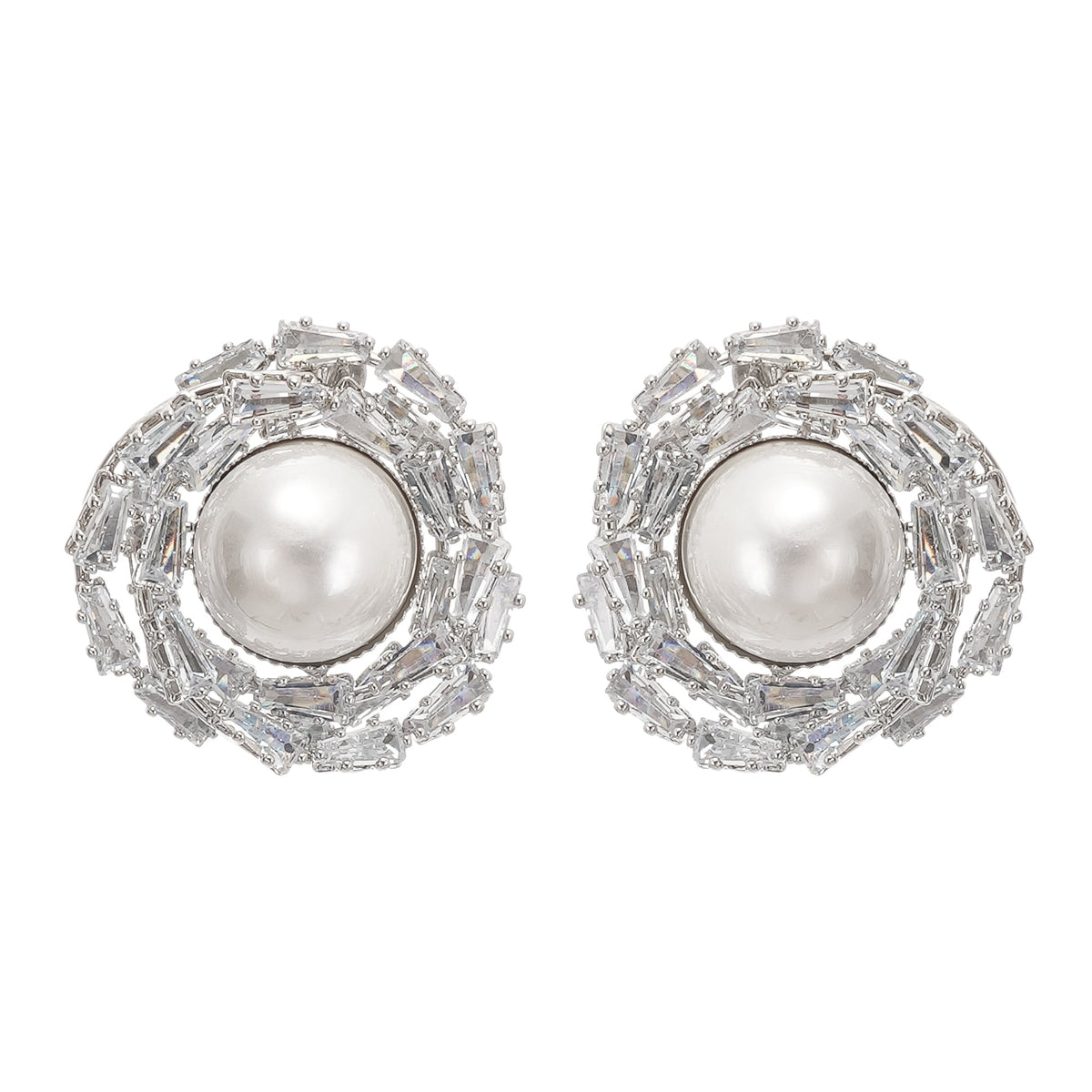 Emmelina Faux-Pearl Crystal Earrings, Cuavan