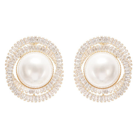 Éléonore Faux-Pearl Crystal Earrings