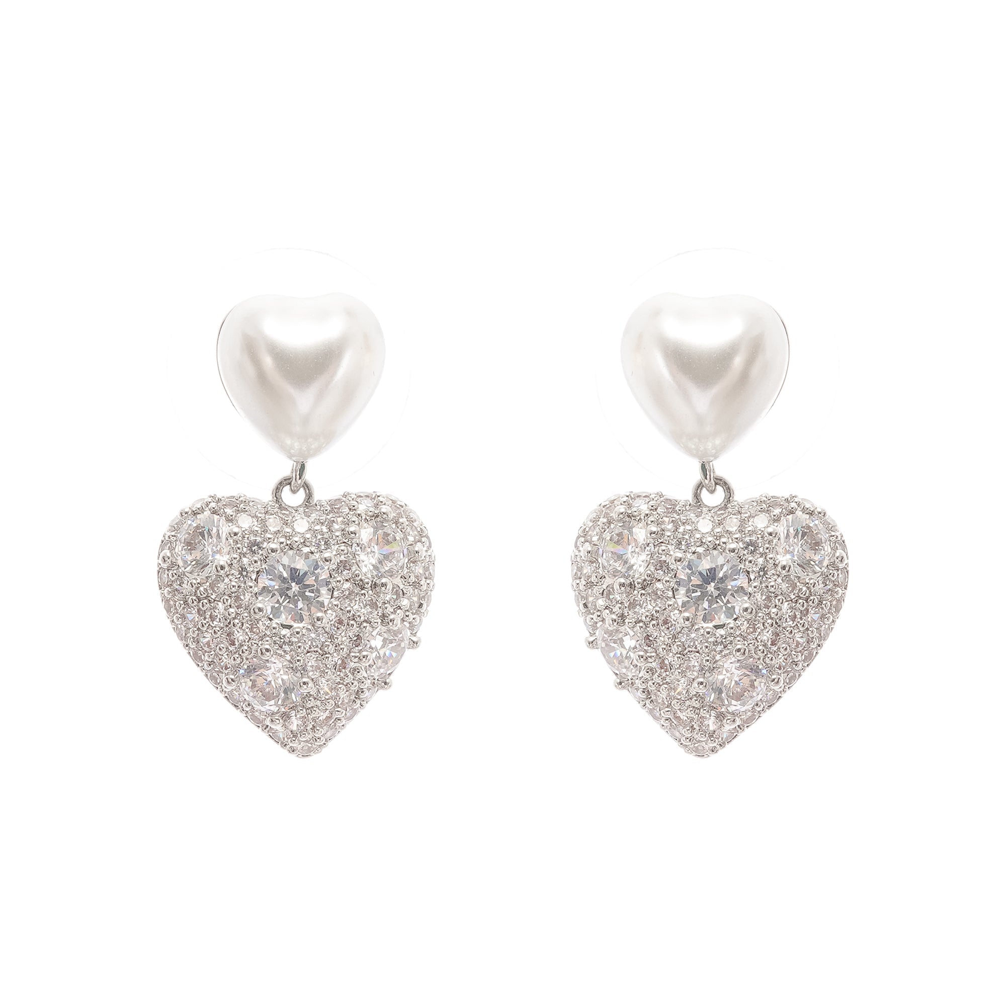 Kévina Heart Faux-Pearl Earrings, Cuavan