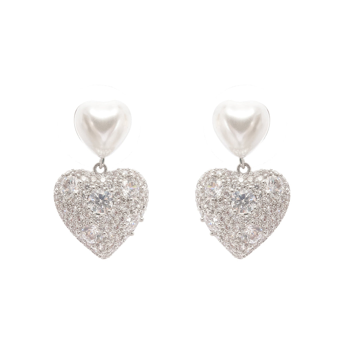 Kévina Heart Faux-Pearl Earrings, Cuavan